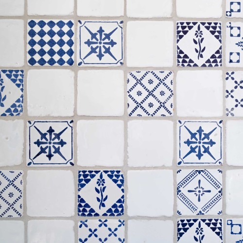 Lergods Färdigblandade Mönster Blå