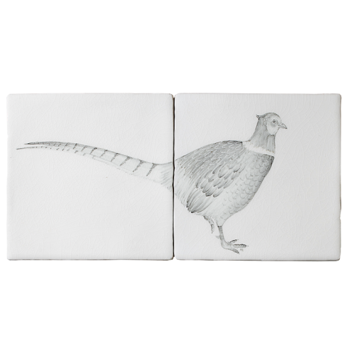 Jordbruk Fåglar Tupp Fasan 2 Plattor Panel A